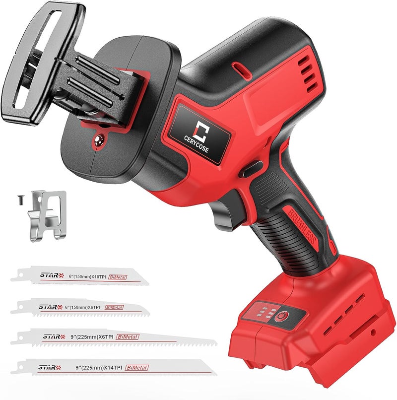Cerycose Cordless Brushless Reciprocating Saw, Compatible with Milwaukee 18V Batteries, Tool-Free Blade Change, Includes 4 Saw Blades for Wood, Metal & PVC Cutting (Battery Not Included) - Image 1
